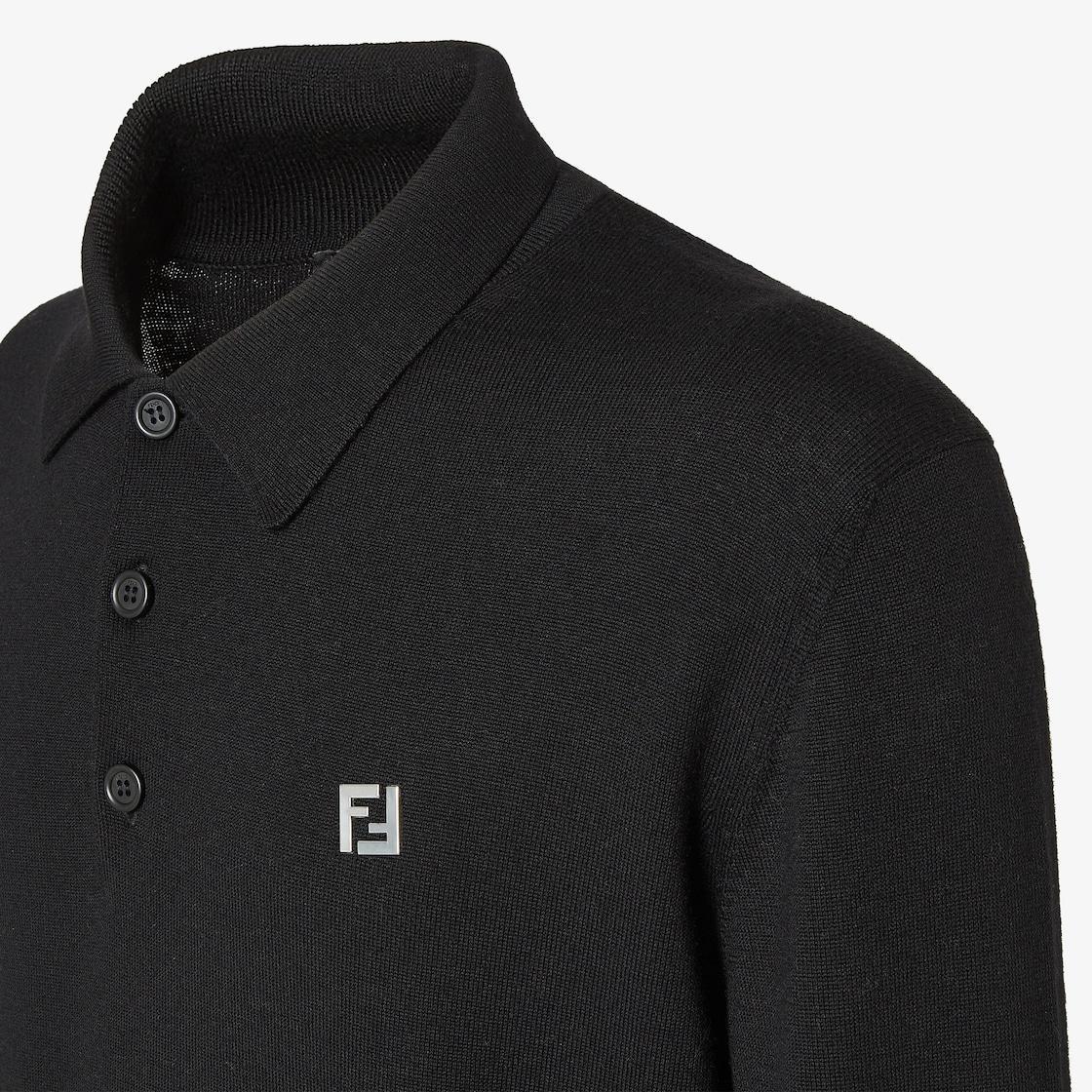 Polo shirt Black wool polo shirt Product Image