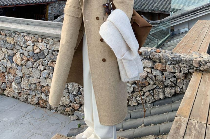 Plain Maxi Double-Breasted Coat Product Image