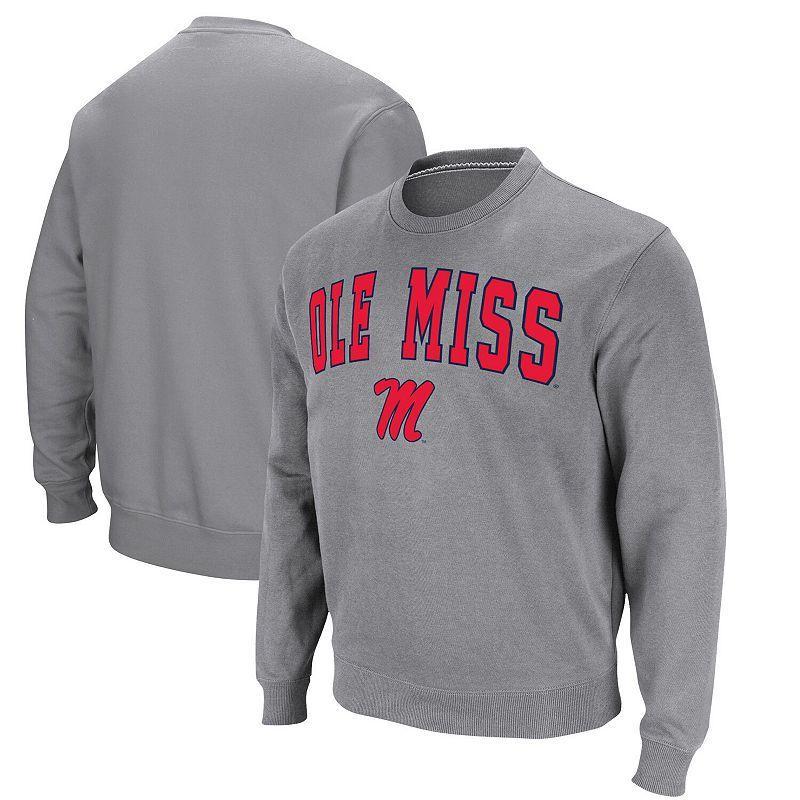 Men's Colosseum Heather Gray Ole Miss Rebels Arch & Logo Pullover Sweatshirt, Size: Large, Grey Product Image