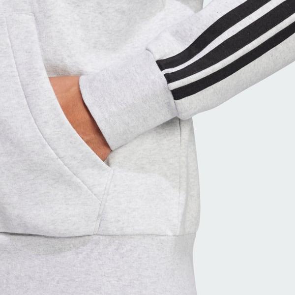 Men's adidas Essentials 3-Stripes Fleece Sportswear Zip Front Hoodie, Size: Medium, Medium Grey Grey Product Image
