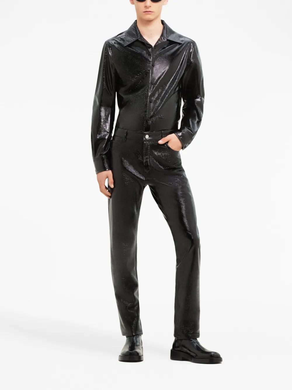 COURRÈGES Faux-leather Button-up Shirt In Black Product Image