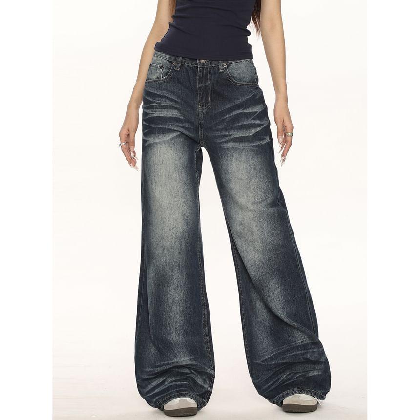 High Rise Washed Wide Leg Jeans Product Image