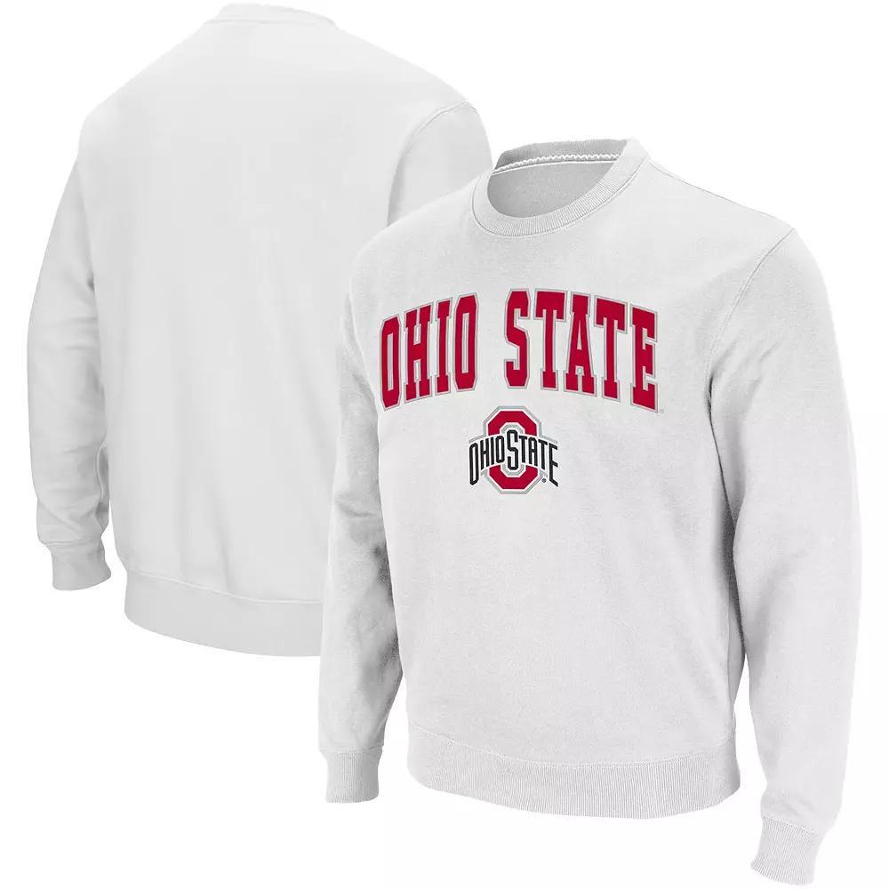 Men's Colosseum White Ohio State Buckeyes Team Arch & Logo Tackle Twill Pullover Sweatshirt, Size: Large Product Image