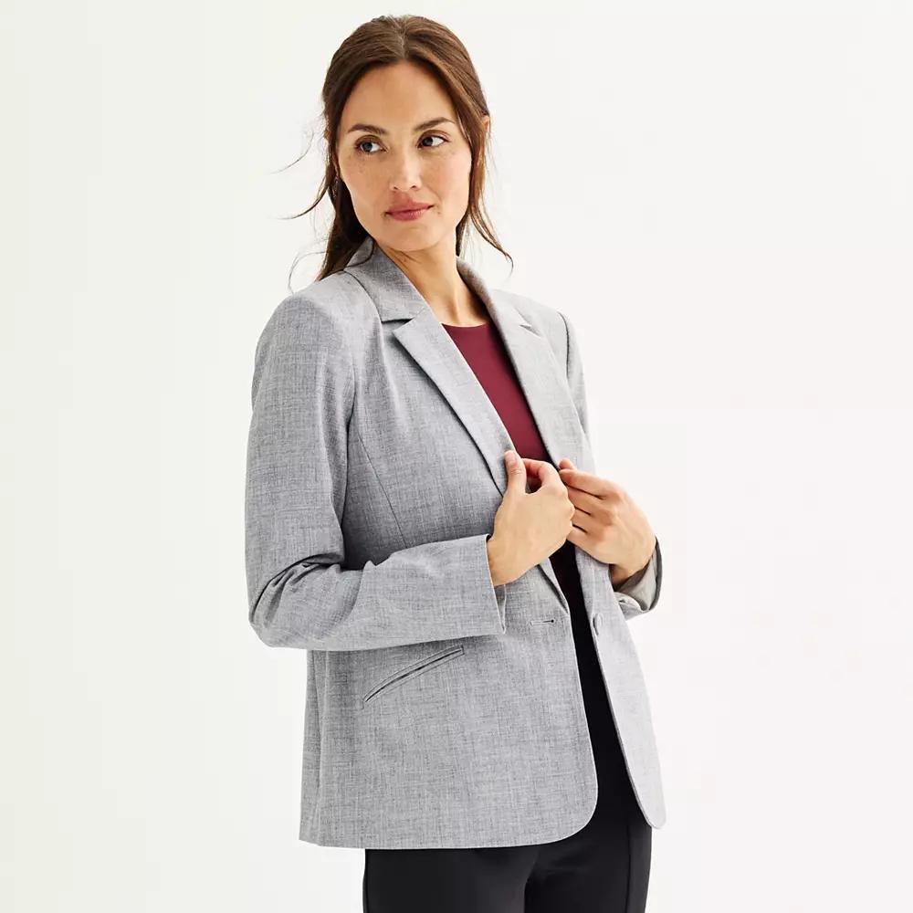 Petite Nine West Classic Single Button Blazer, Women's, Size: XXL Petite, Grey Gray Product Image
