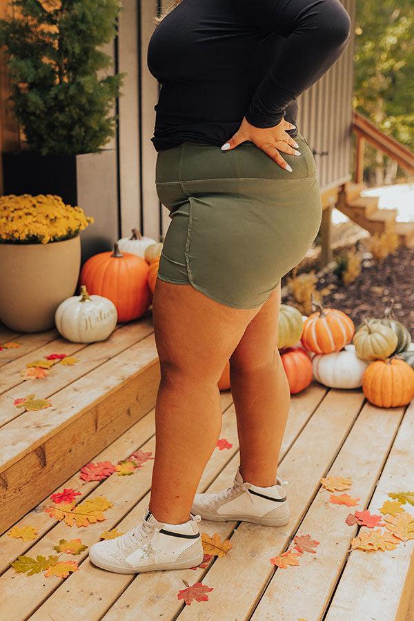 Strive For Greatness High Waist Shorts In Olive Curves Product Image