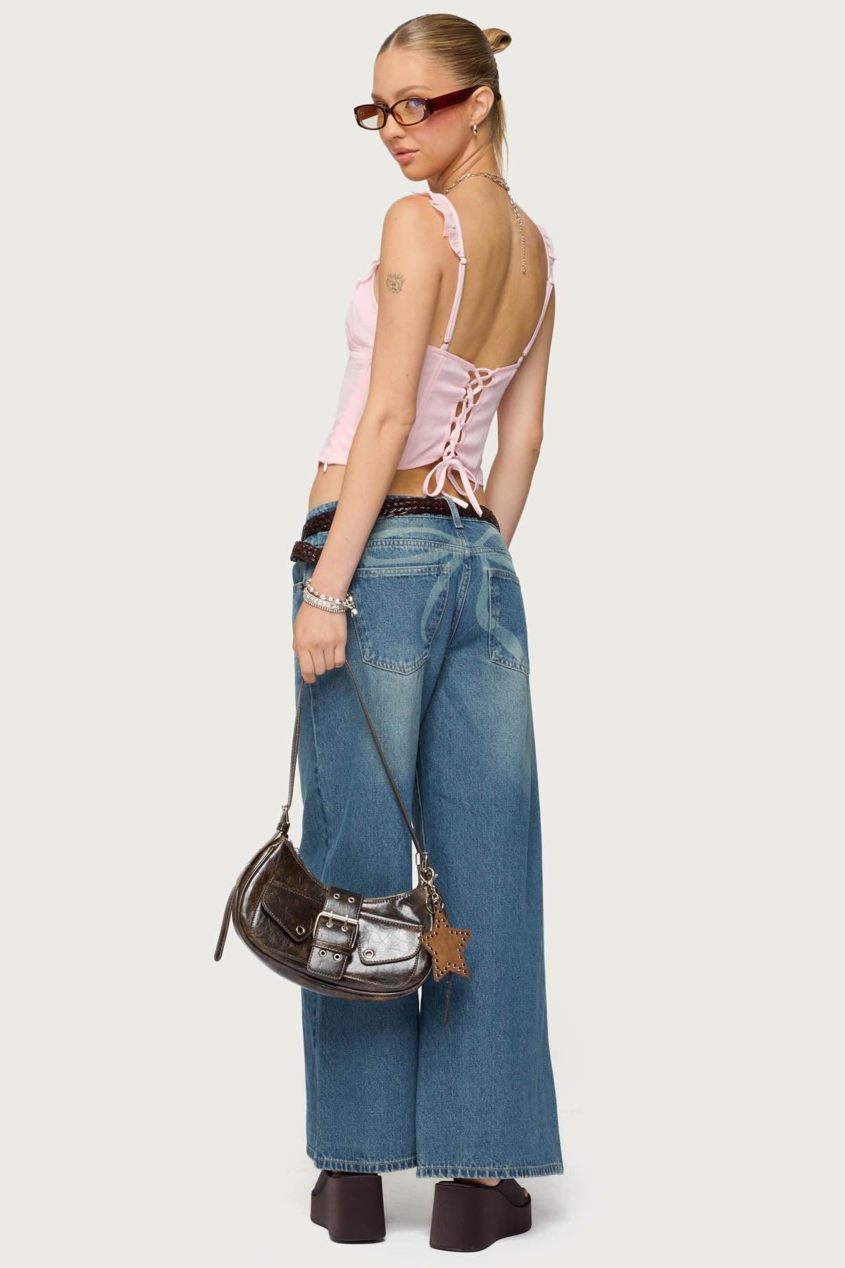 Petite Vyxen Vintage Washed Low Rise Jeans Product Image
