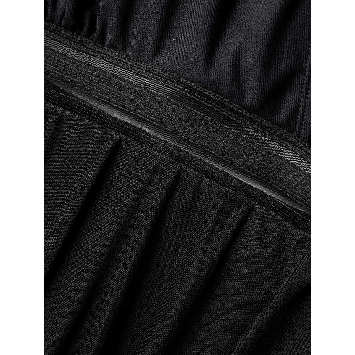 Plus Size Solid Gathered See Through Slit Swim Dress Women's Swimwear Black Beach Bodycon Overlap Collar High stretch Curve Swim Dresses BloomChic 28/5X Product Image