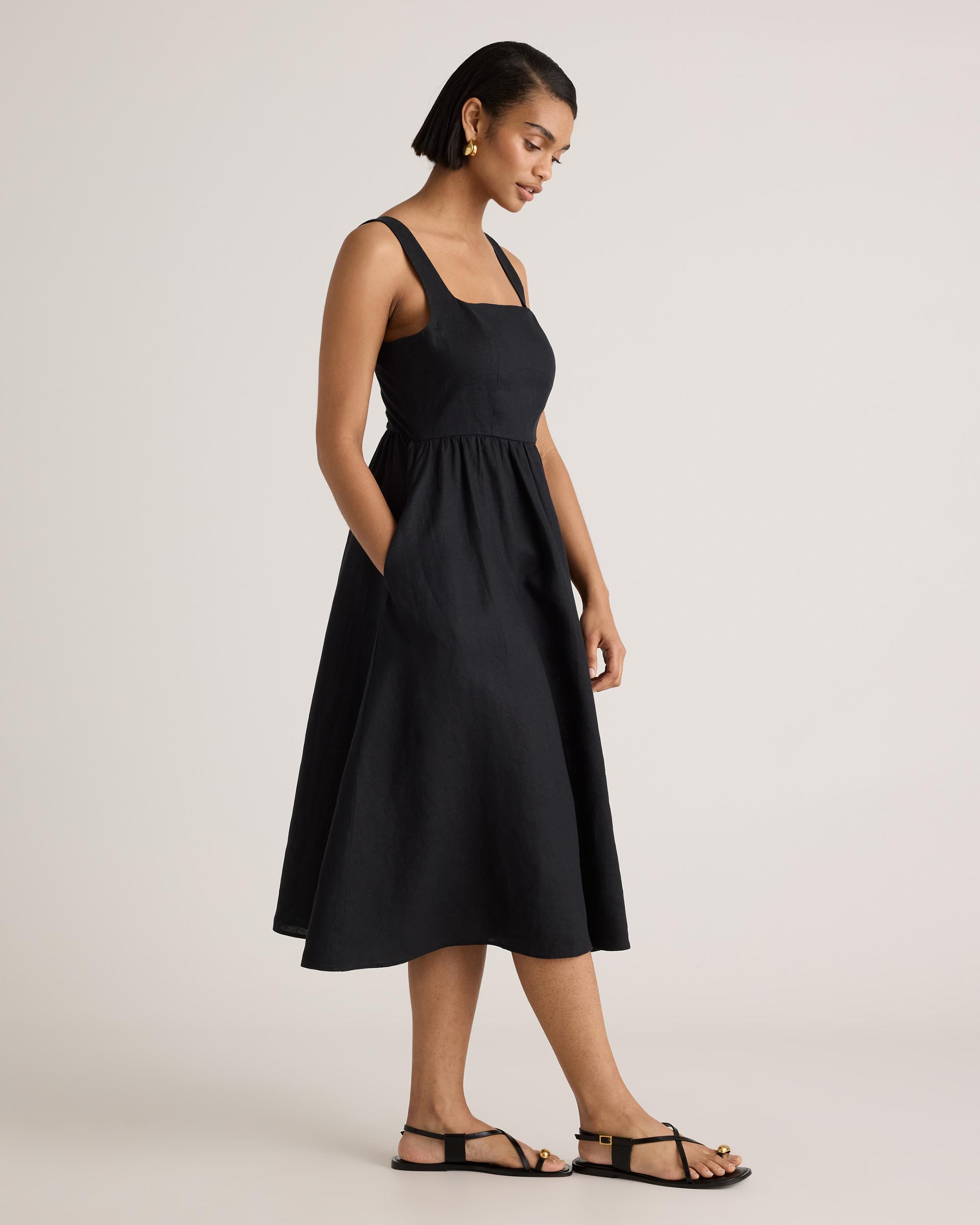 Quince | Women's 100% European Linen Fit & Flare Midi Dress Product Image