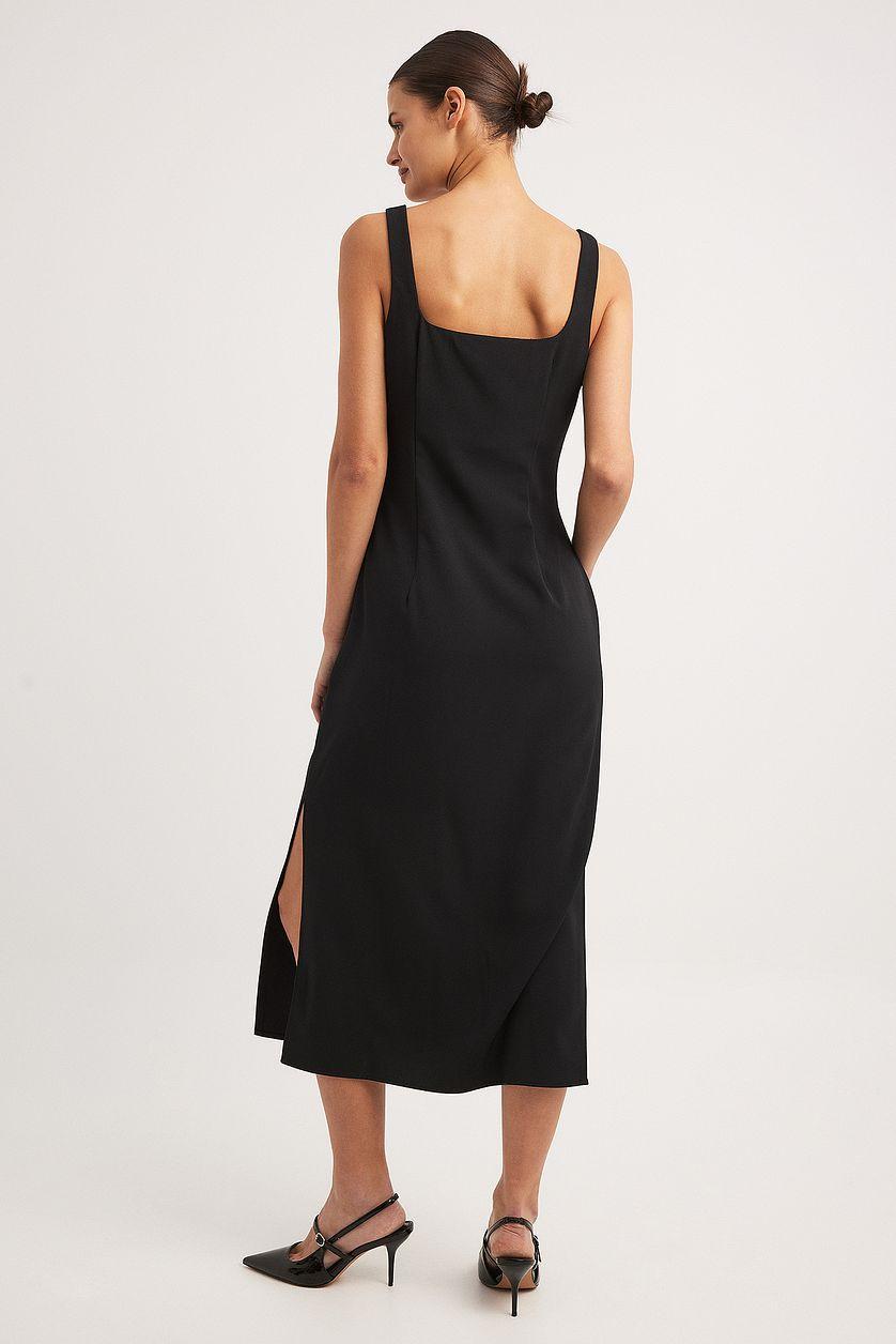 Fitted Square Neck Midi Dress Product Image
