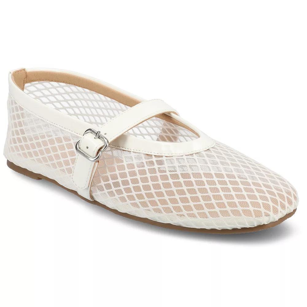Journee Casha Women's Mesh Slip-On Square Toe Flats, Size: 8, White Product Image