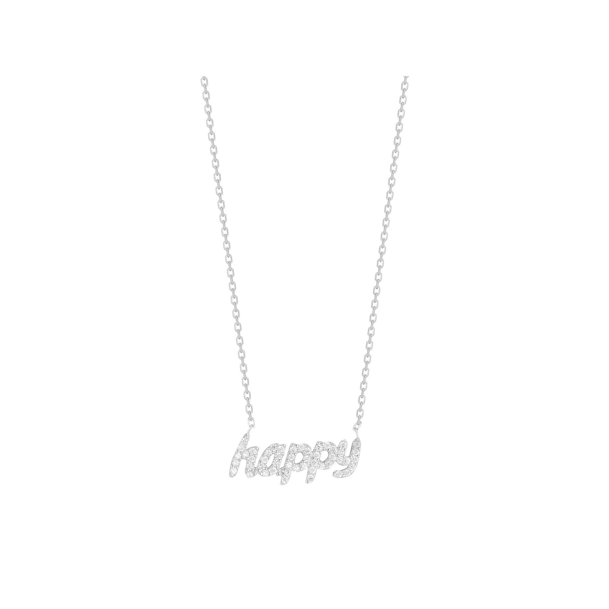 Sunkissed Sterling Cubic Zirconia "Happy" Necklace, Women's, Silver Tone Product Image