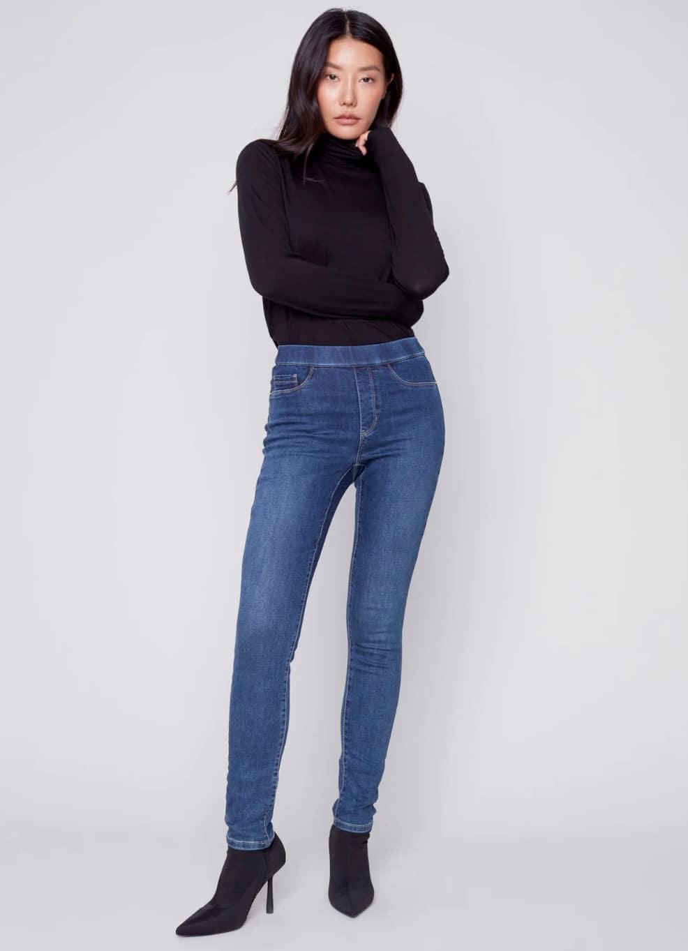 Charlie B. Pull On Slim Leg Jeans Product Image