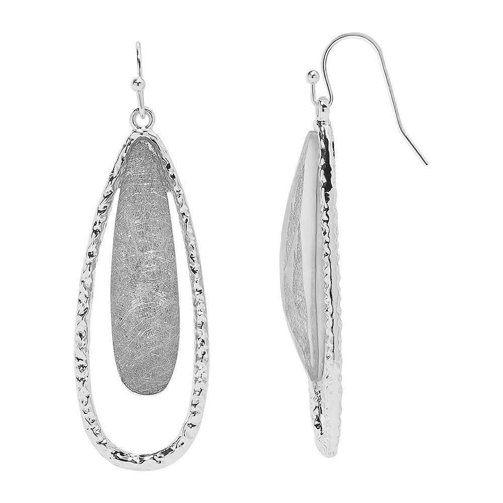 Sonoma Goods For Life Silver Tone Grey Bead Teardrop Earrings, Womens Product Image