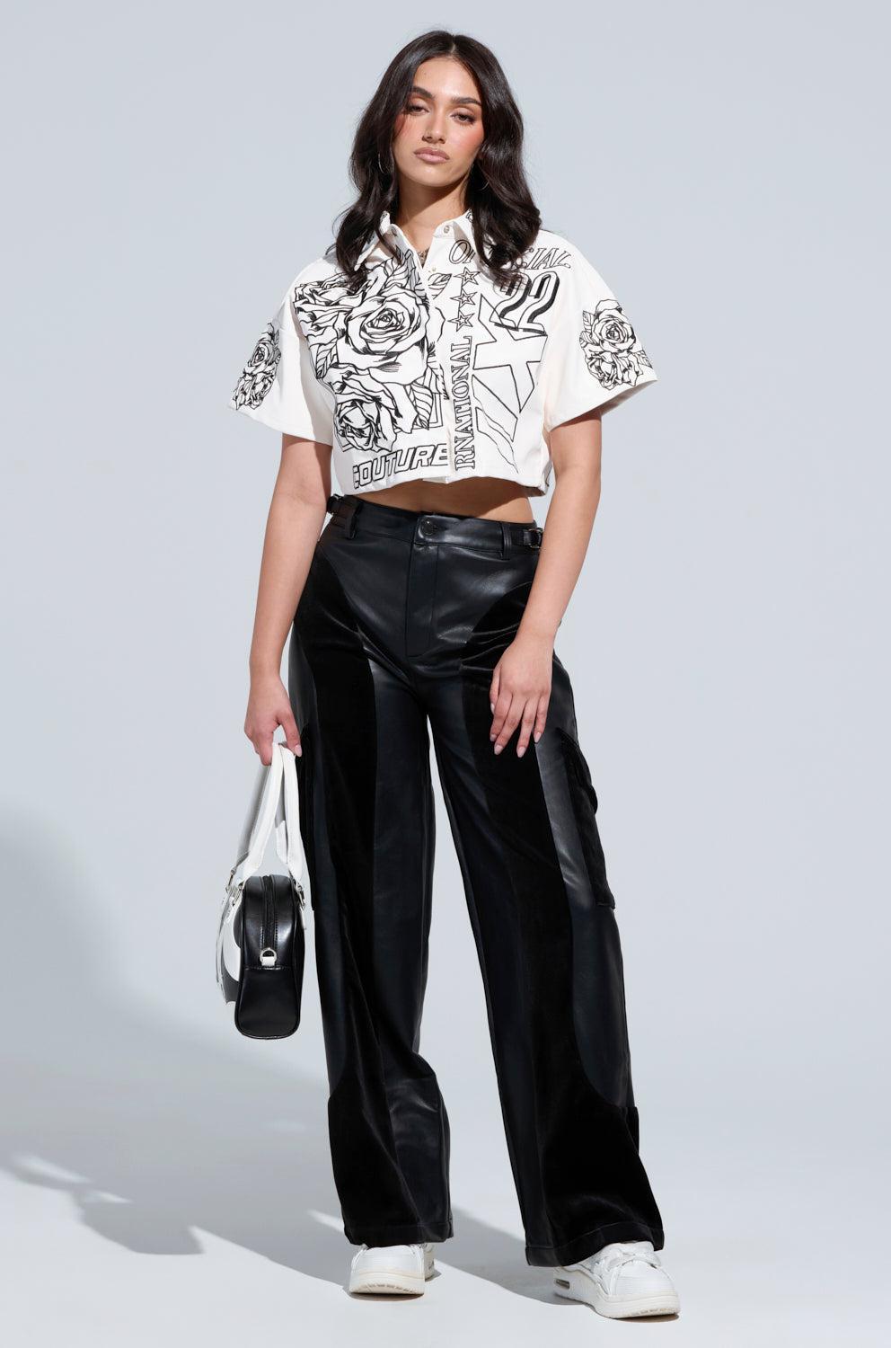 OUTSIDE THE LINES PU PANT IN BLACK Product Image