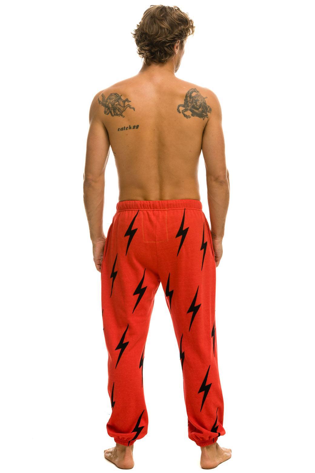 BOLT STITCH REPEAT SWEATPANTS - RED // BLACK Male Product Image