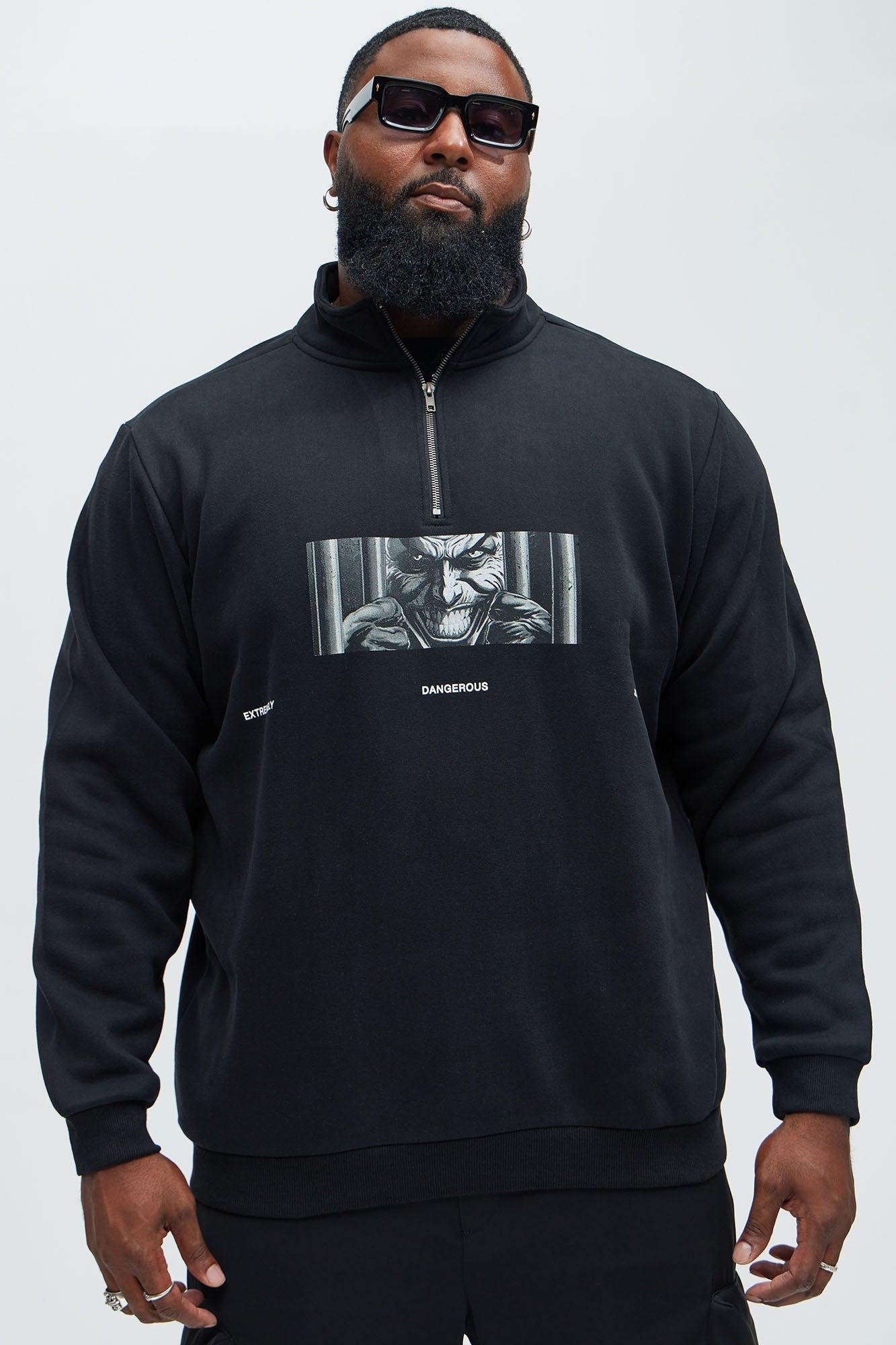 Joker Arkham Asylum Quarter Zip Sweatshirt - Black Product Image
