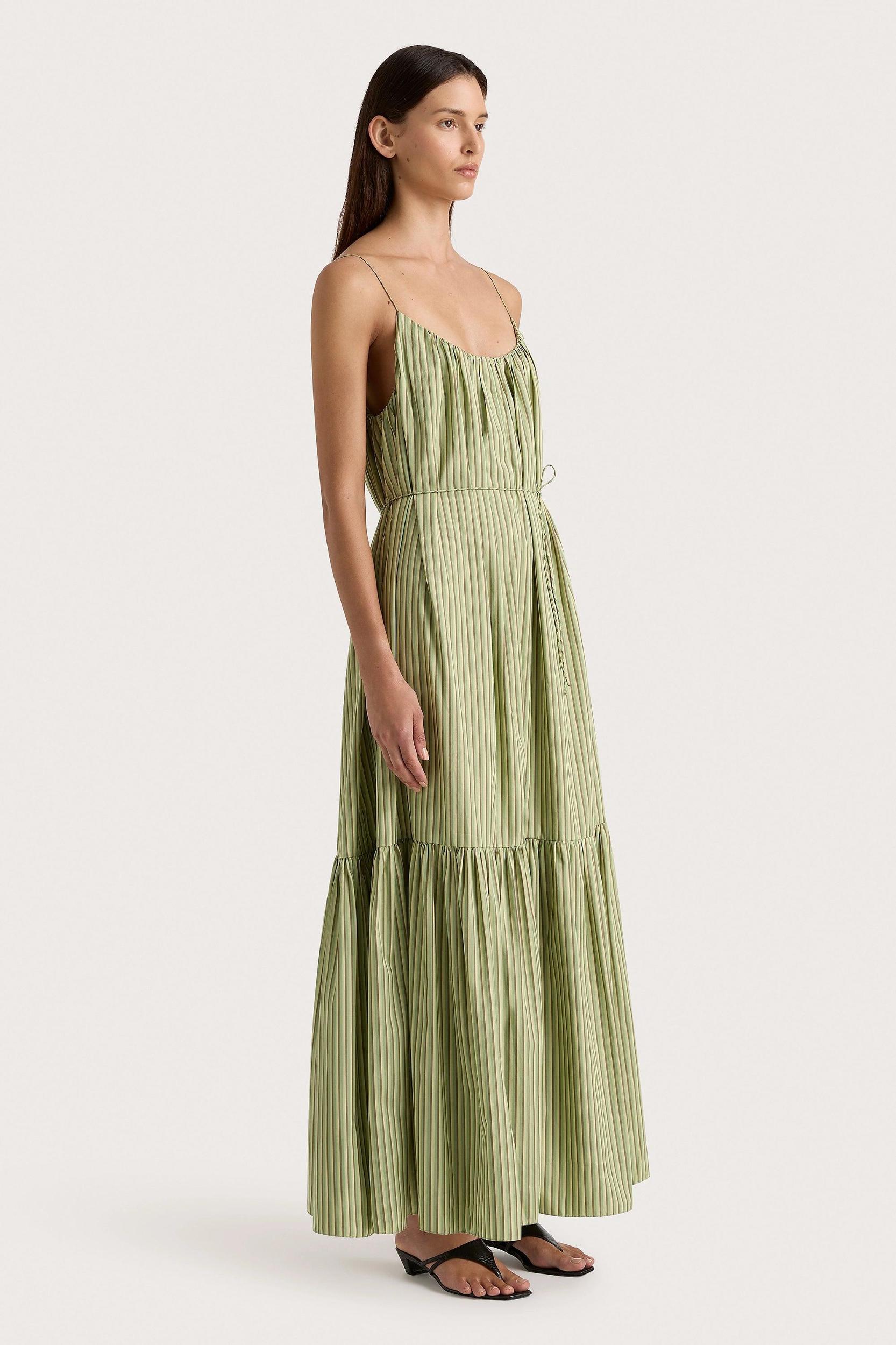 Elodie Maxi Dress Green Stripe - Final Sale Product Image