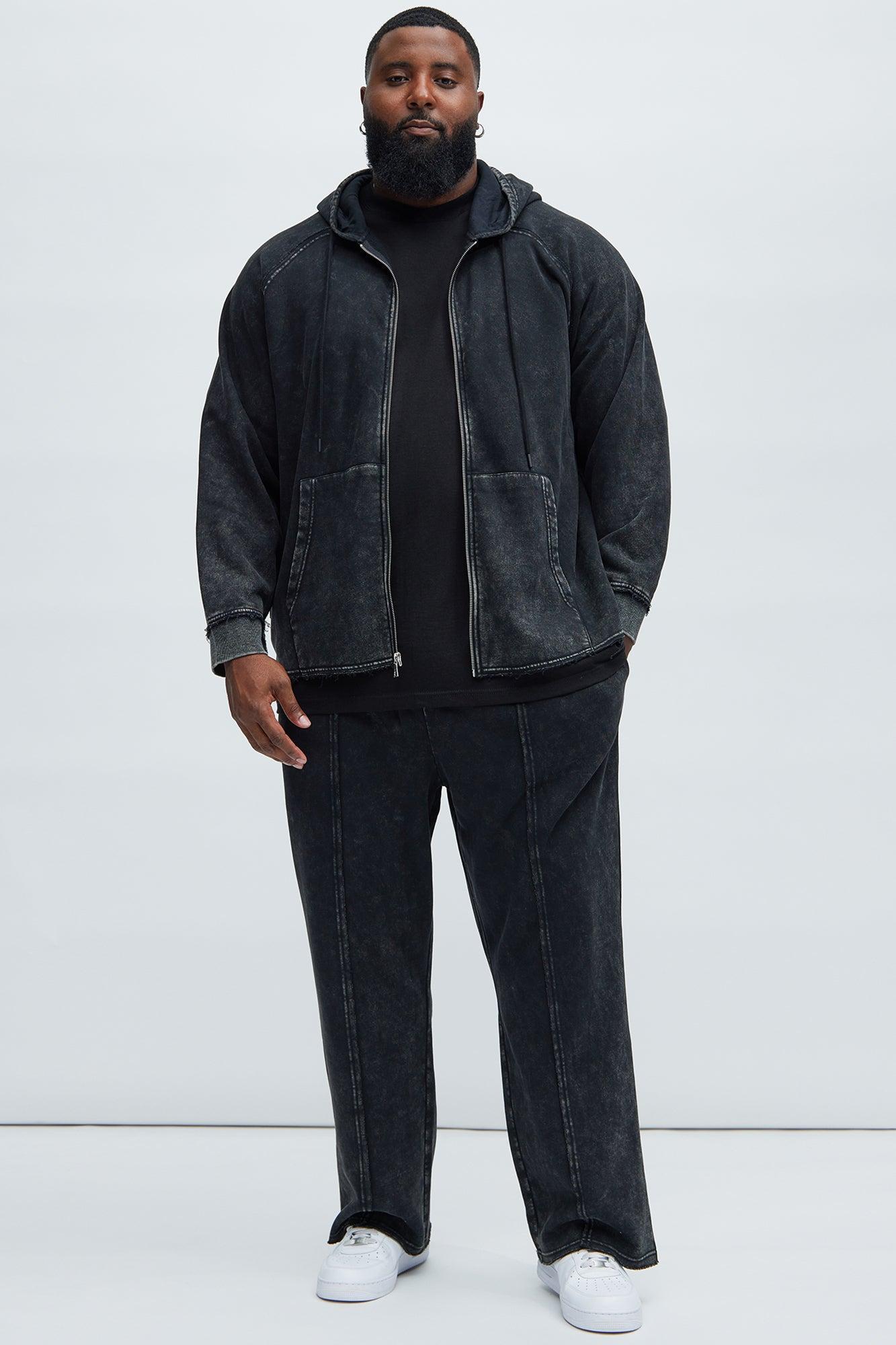 Tyson Frayed Seams Sweatpants - Black Product Image