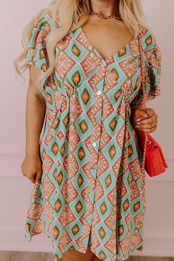 Dinner In Cabo Mini Dress in Aqua Curves Product Image