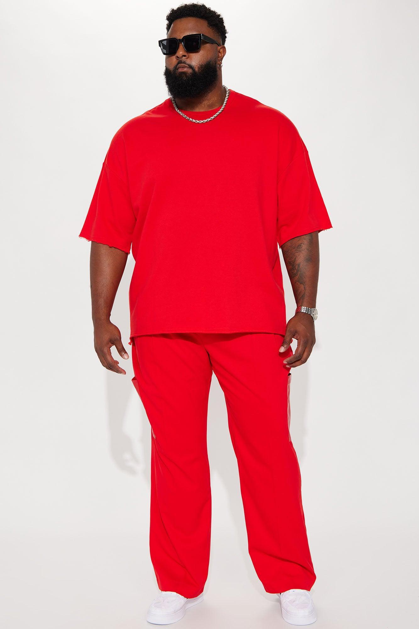 Rodeo PU Pocket Gabardine Slim Trousers - Red Product Image