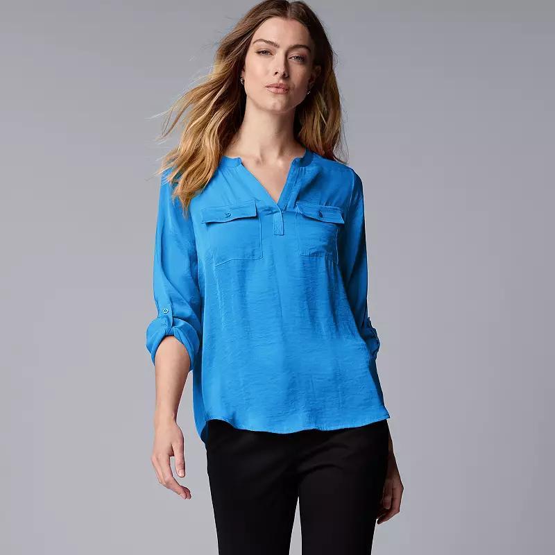 Womens Simply Vera Vera Wang Roll-Tab Popover Blouse Product Image