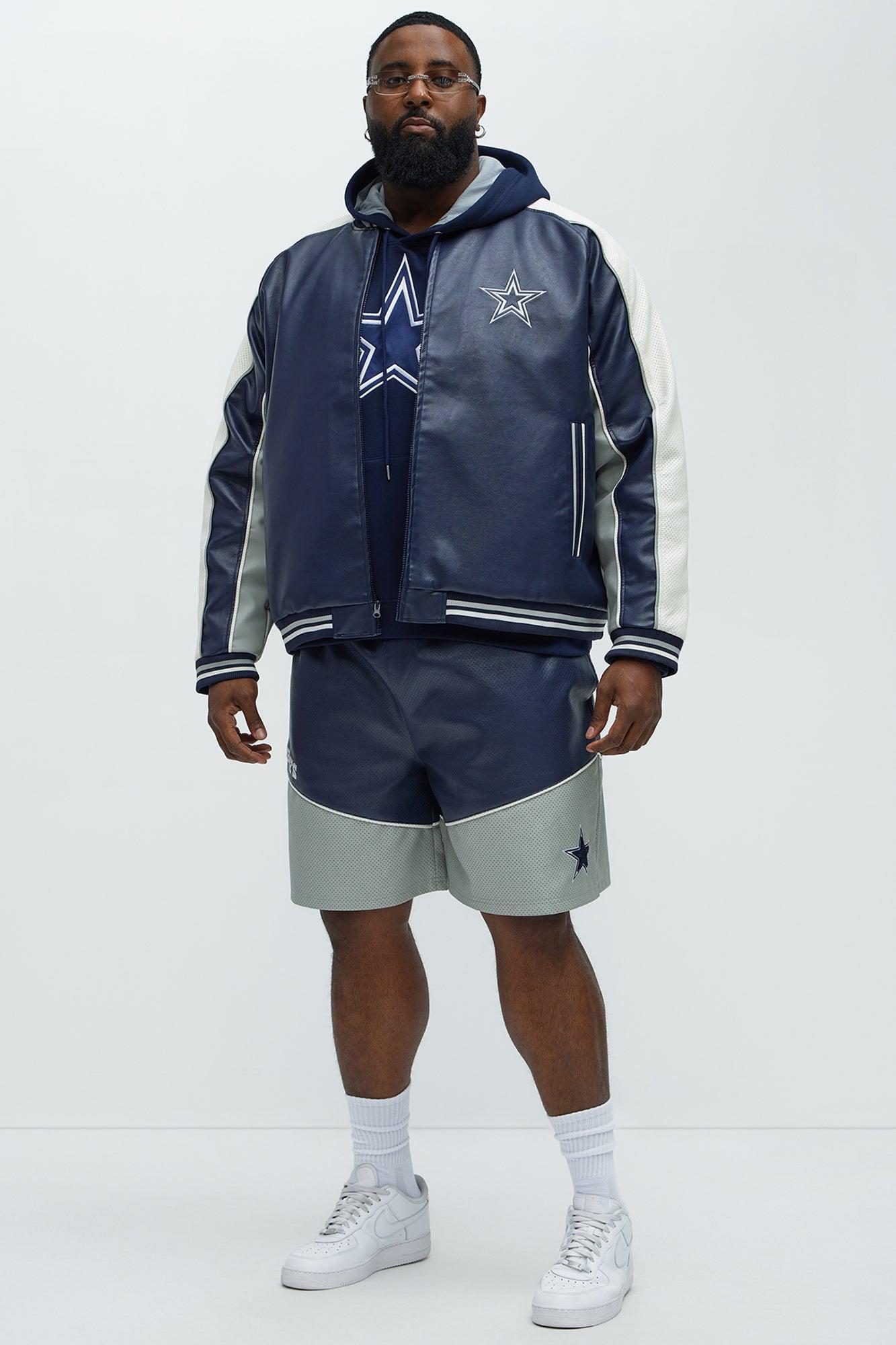 Cowboys Up And Down The Court Faux Leather Shorts - Navy Product Image