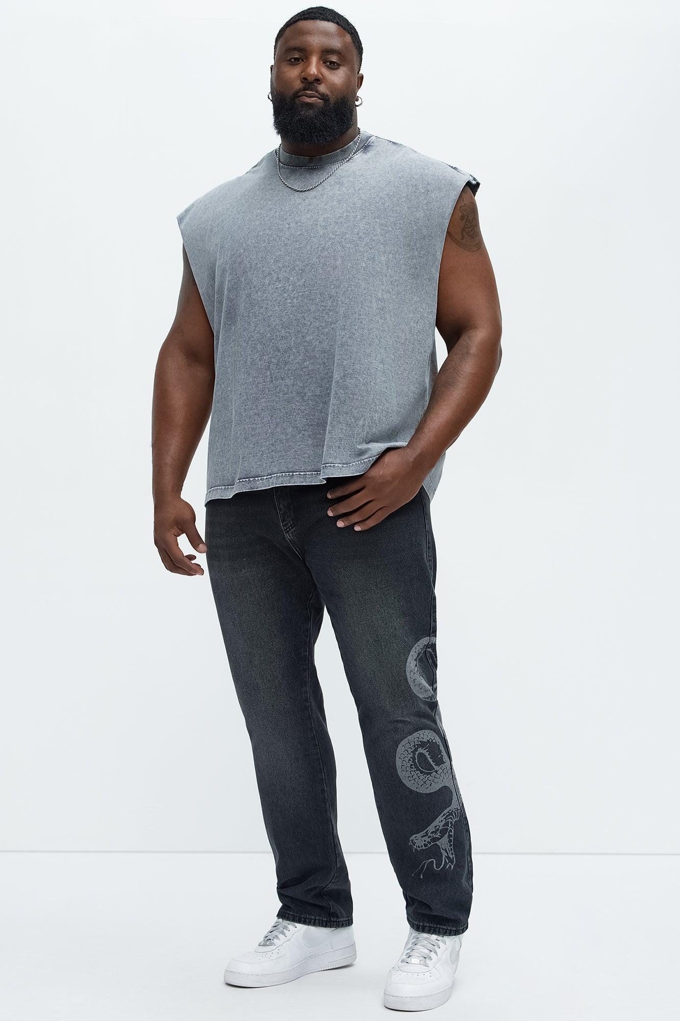 Snake Bleached Slim Jeans - Black Wash Product Image