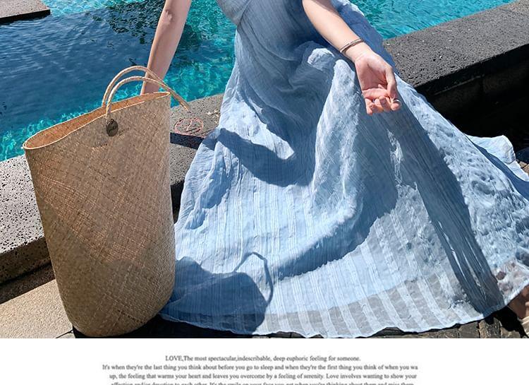 Halter Neck Plain Maxi Sun Dress Product Image