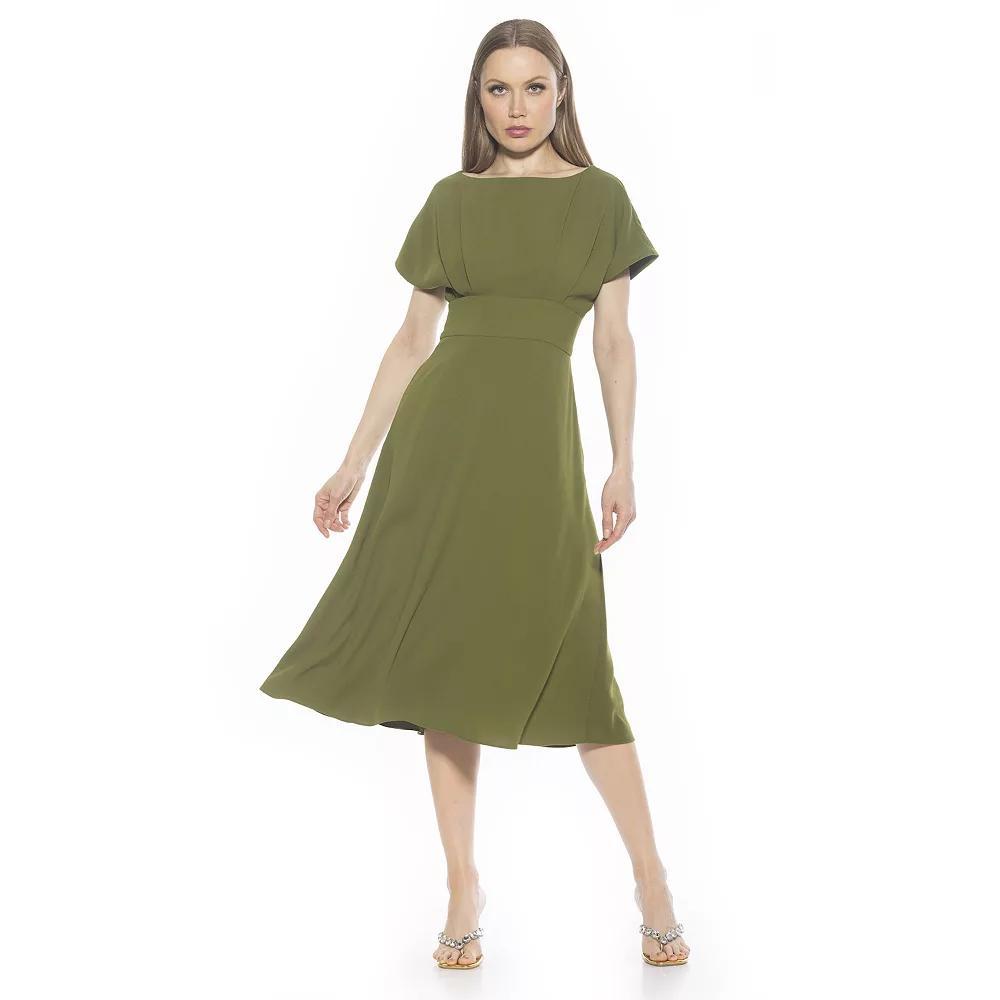 Women's ALEXIA ADMOR Dolman Midi Fit & Flare Dress, Size: 2, Green Product Image