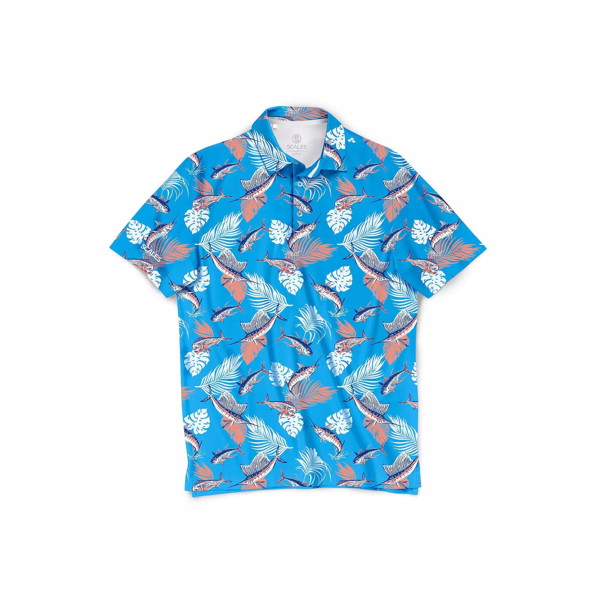 Men's SCALES Offshore Clubhouse Collection Golf Polo Shirt, Size: Small, Light Blue Product Image