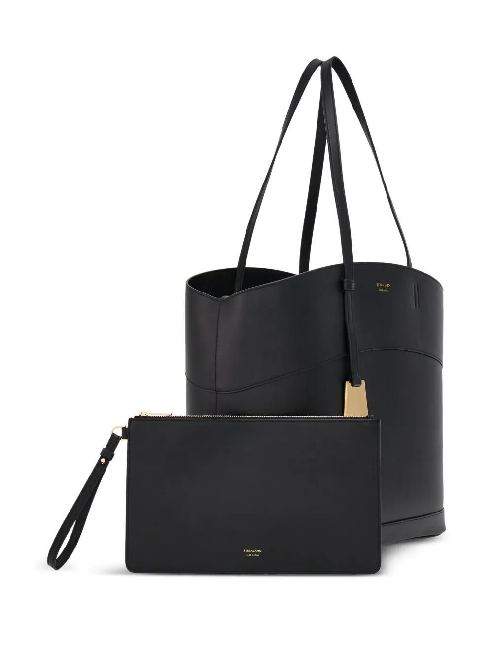 FERRAGAMO Charming Logo-print Tote Bag In Black Product Image