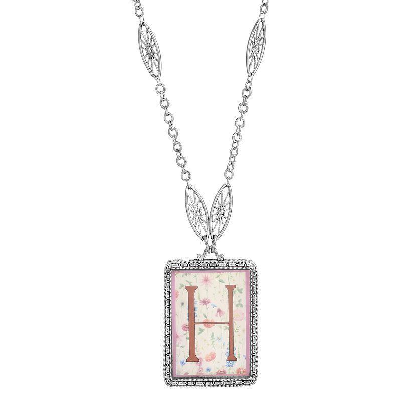 1928 Floral Motif Initial Pendant, Women's, G Product Image