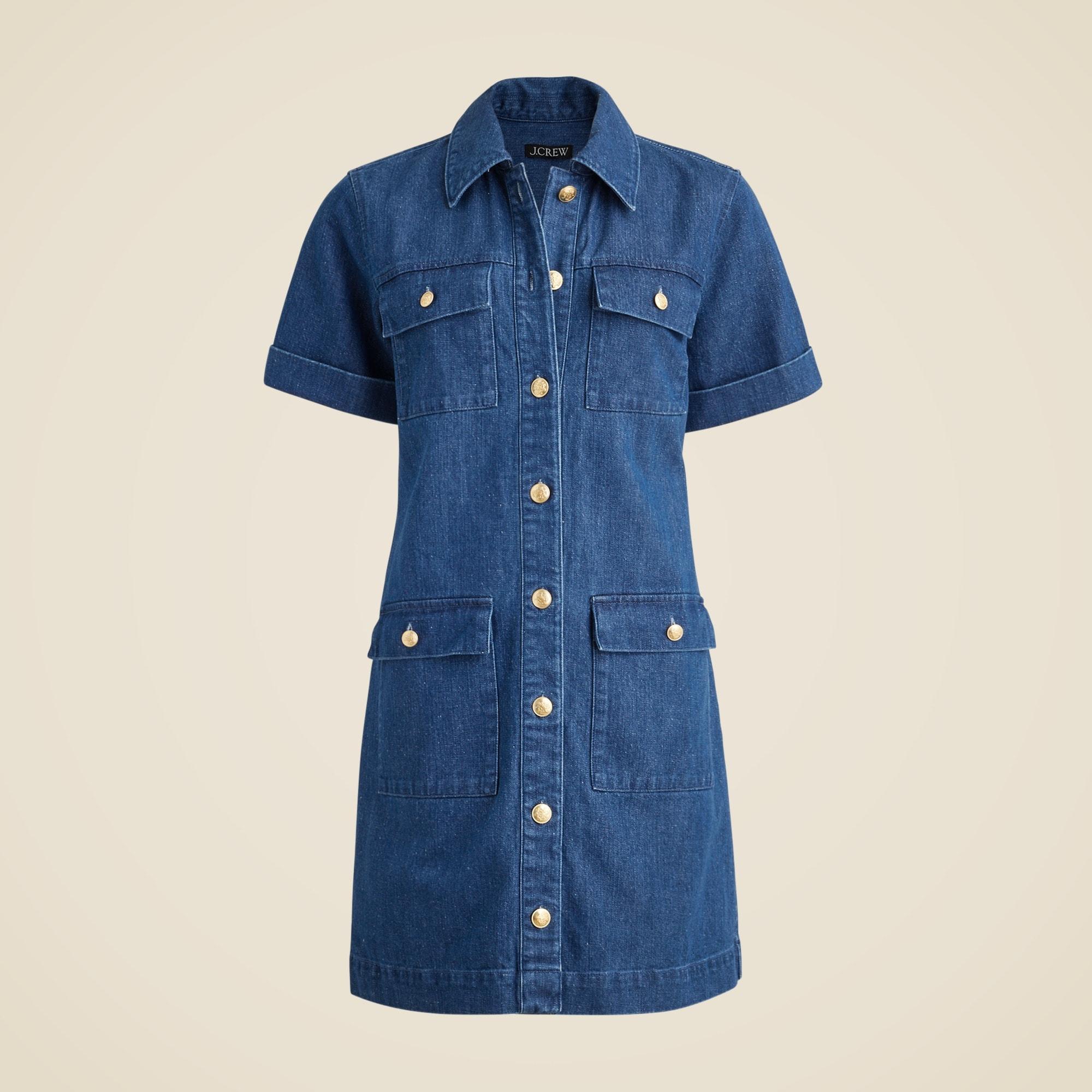 Utility pocket dress in denim Product Image