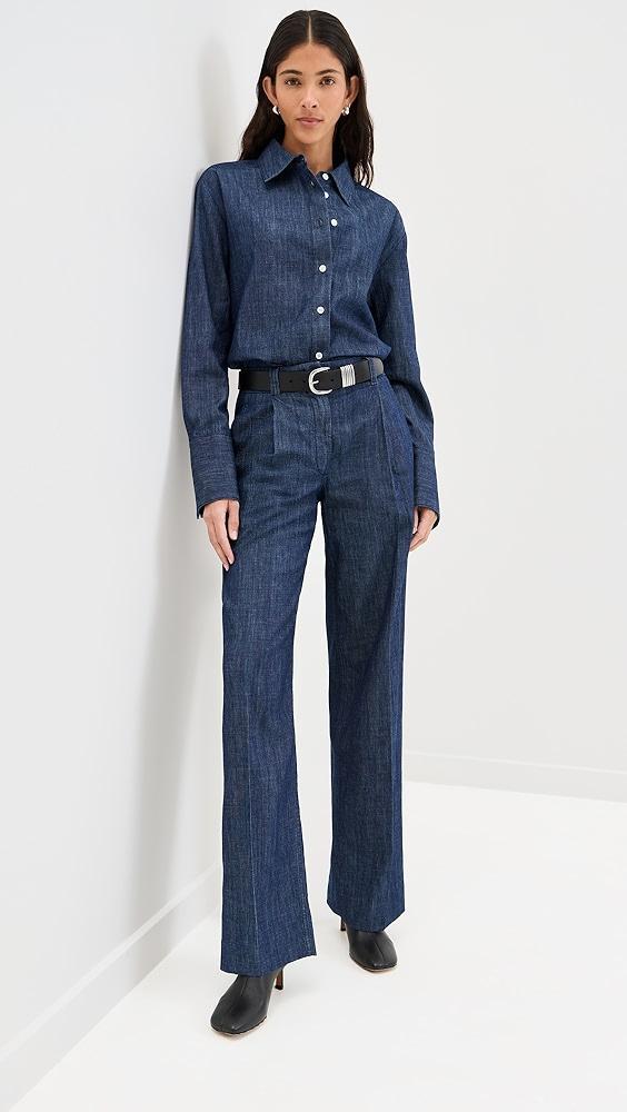 Another Tomorrow Chambray Relaxed Wide Leg Pants | Shopbop Product Image