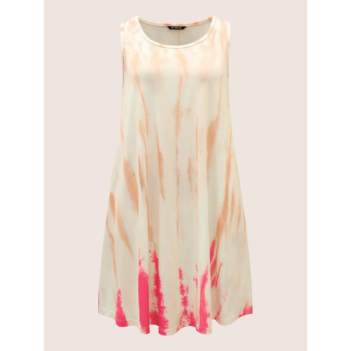 Plus Size U Neck Tie Dye Pocket Tank Dress Multicolor Women Casual Non U-neck Sleeveless Curvy BloomChic 28/5X Product Image