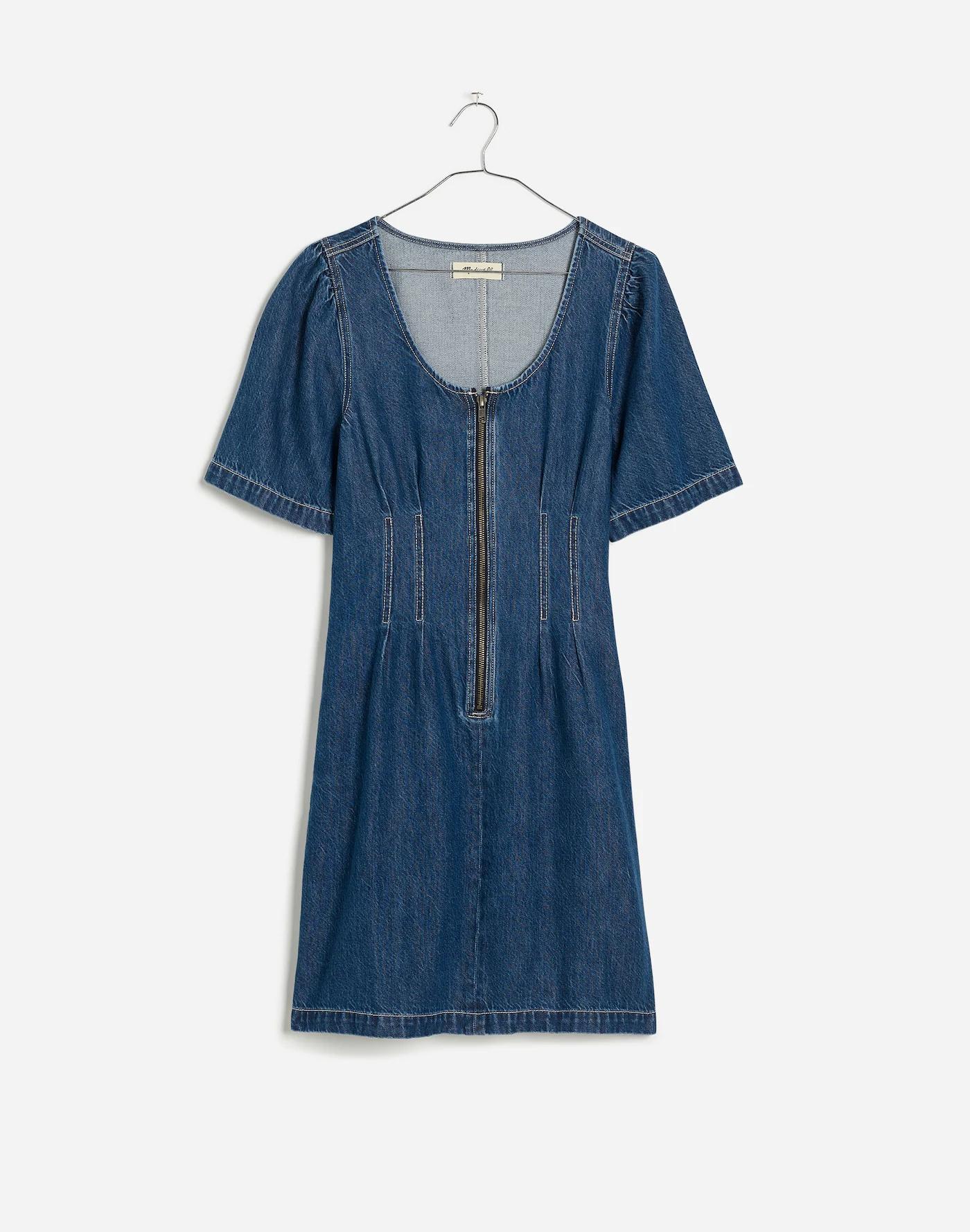 Denim Darted Mini Dress in Pixie Wash Product Image