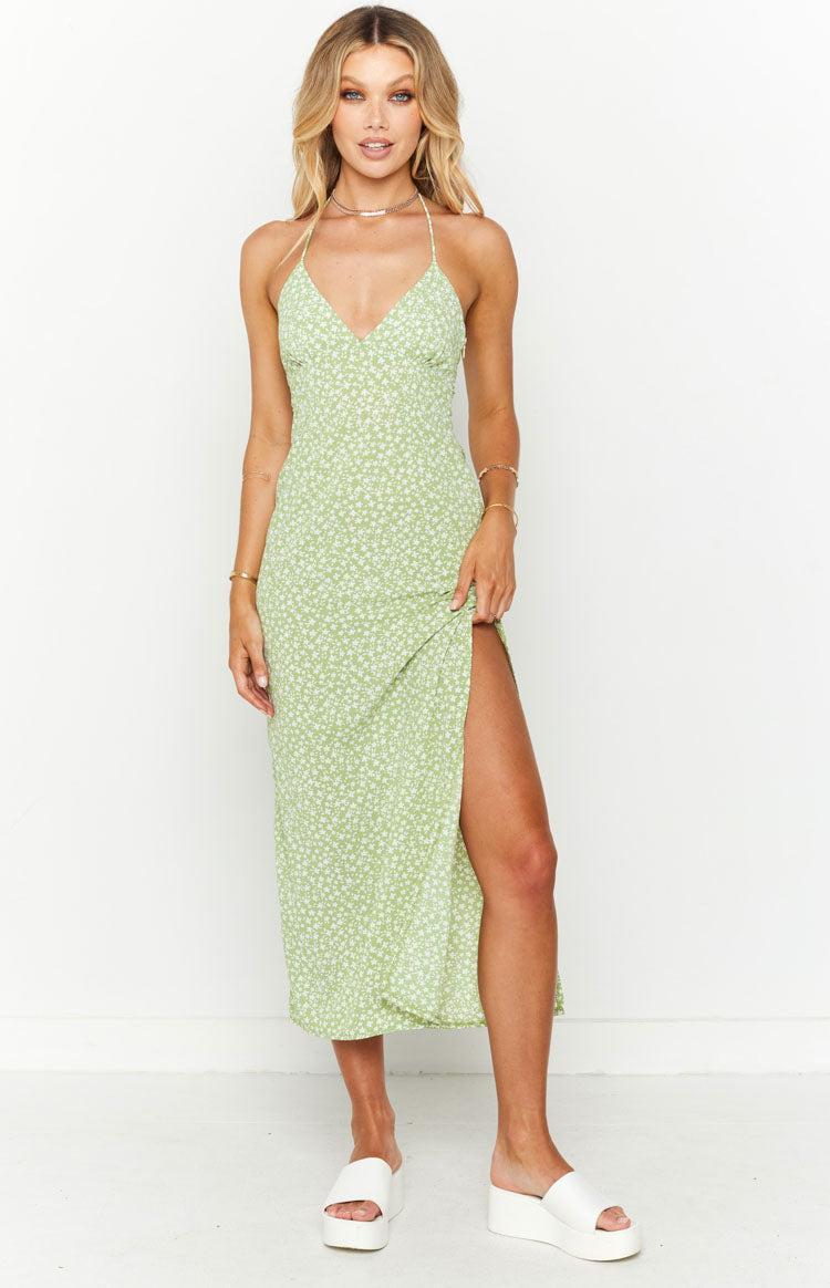 Posy Green Floral Halter Midi Dress Product Image