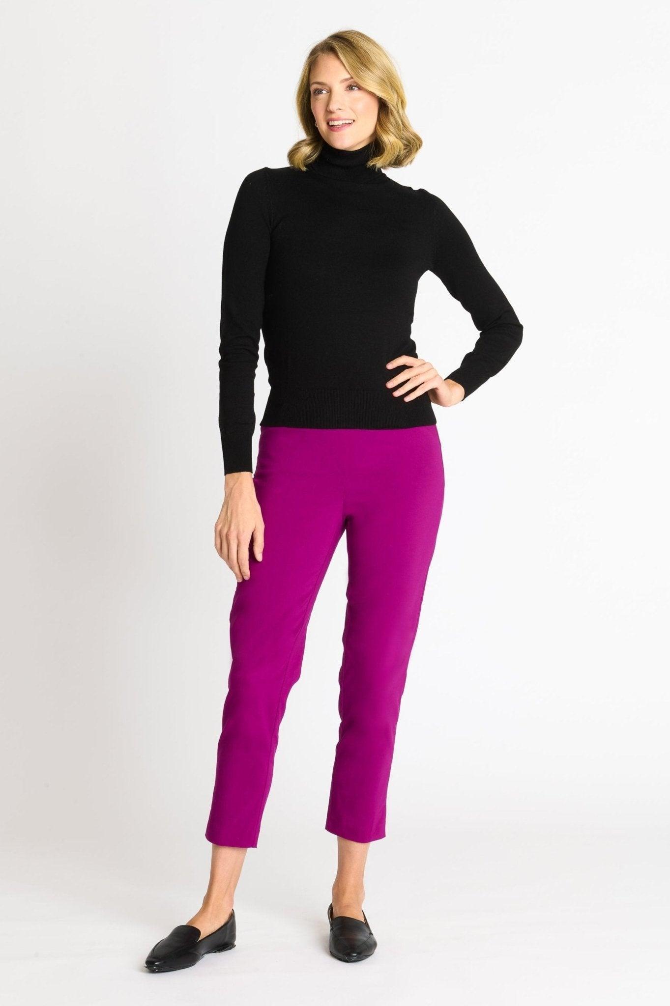 Roz & Ali Superstretch Magenta Pull On Ankle Pants Product Image