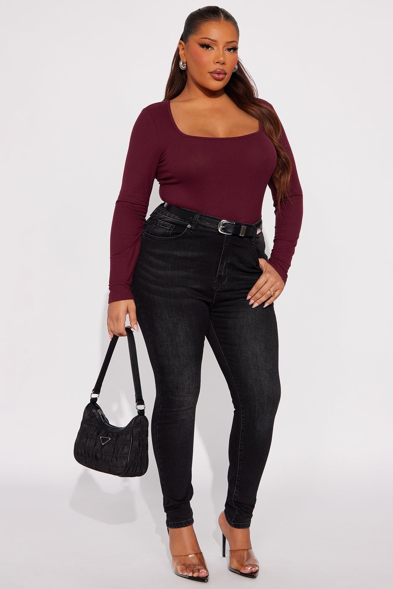 Issa Ribbed Top - Burgundy Product Image