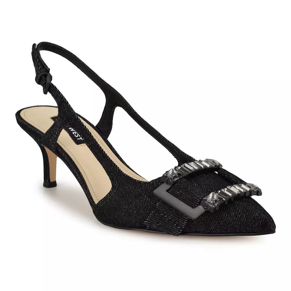 Nine West Neeri Women's Pointy Toe Slingback Dress Pumps, Size: 6, Black Denim Product Image