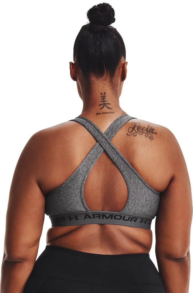 Under Armour Womens Armour Mid Crossback Heather Scoop Neck Sports Bra Product Image