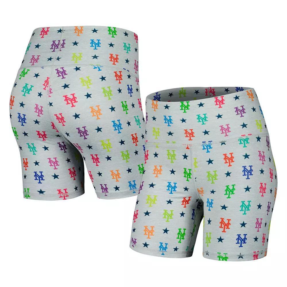 Women's Terez Gray New York Mets TLC Rainbow Shorts, Size: XL, Grey Product Image