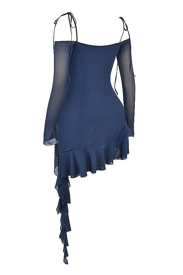Kiki French Navy Ruffle Mini Dress Product Image