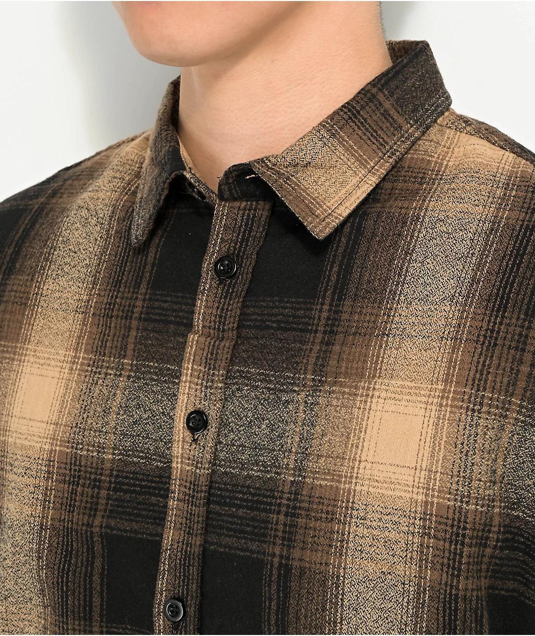 Shaka Wear Brown Plaid Heavyweight Flannel Shirt Product Image