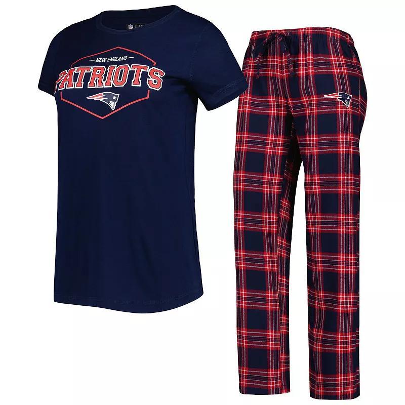 Women's Concepts Sport Navy/Red New England Patriots Plus Size Badge T-Shirt & Pants Sleep Set, Size: 1XL, Blue Product Image