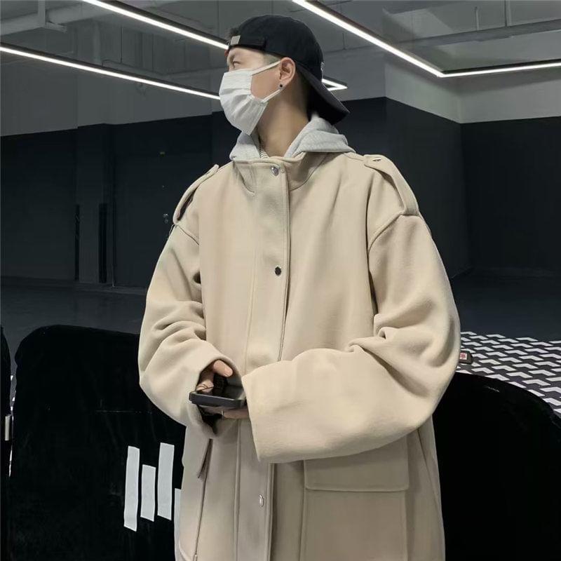 Mock Two-Piece Two Tone Hooded Zip-Up Jacket Product Image