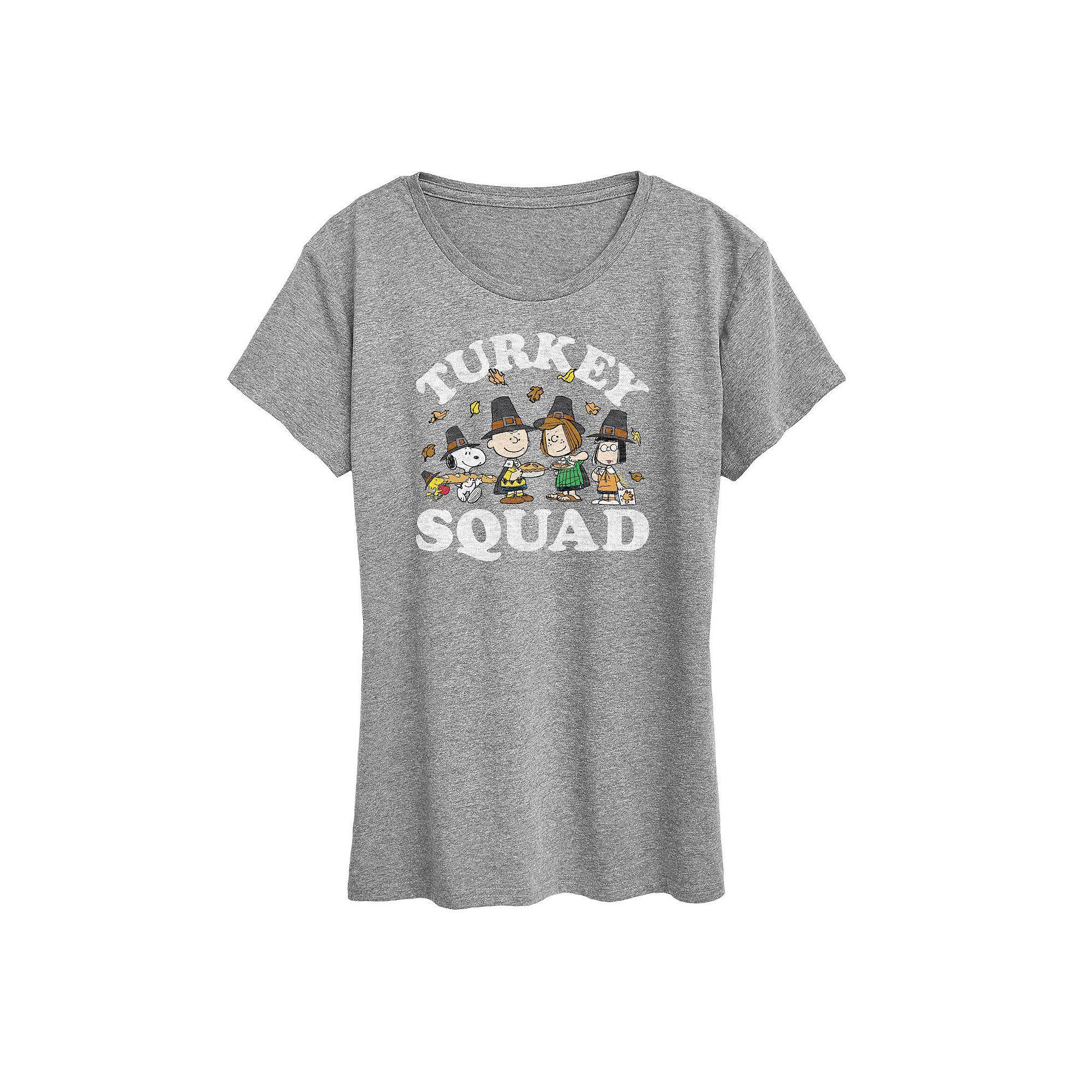 Women's Peanuts Turkey Squad Graphic Tee, Girl's, Size: Small, Grey Gray Product Image