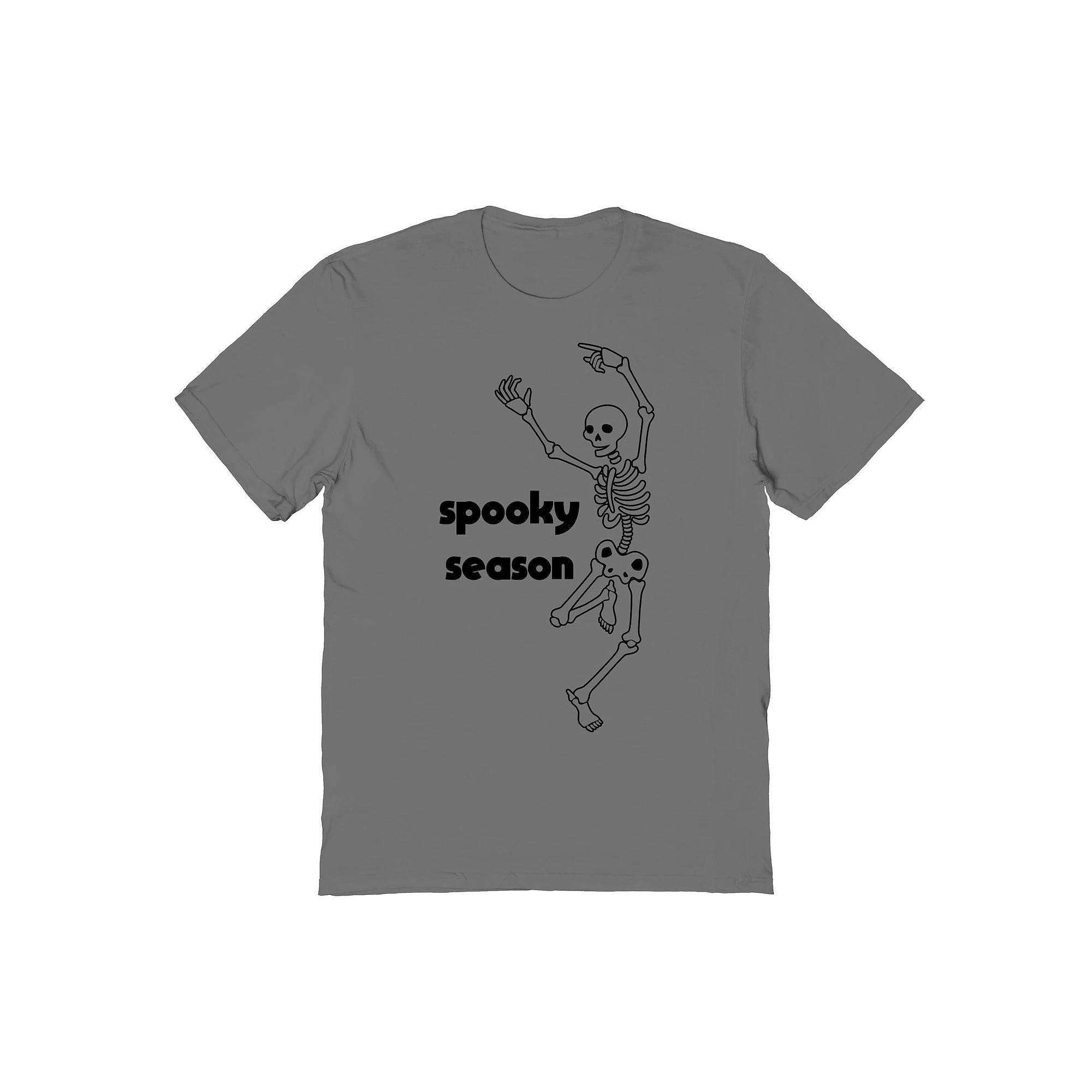 Men's Spooky Season Skeleton Halloween Graphic Tee, Size: XL, Grey Product Image
