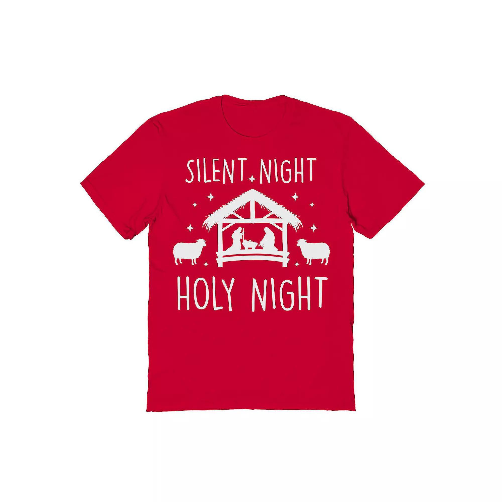 Men's Silent Night Holy Night Christmas Graphic Tee, Size: Small, Red Product Image