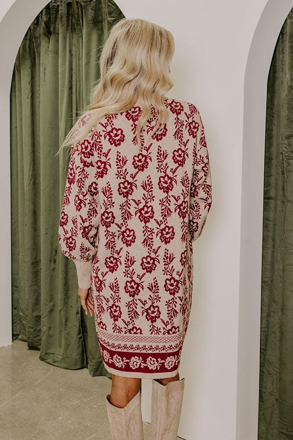 Sweetest Smile Floral Sweater Dress in Iced Latte Product Image
